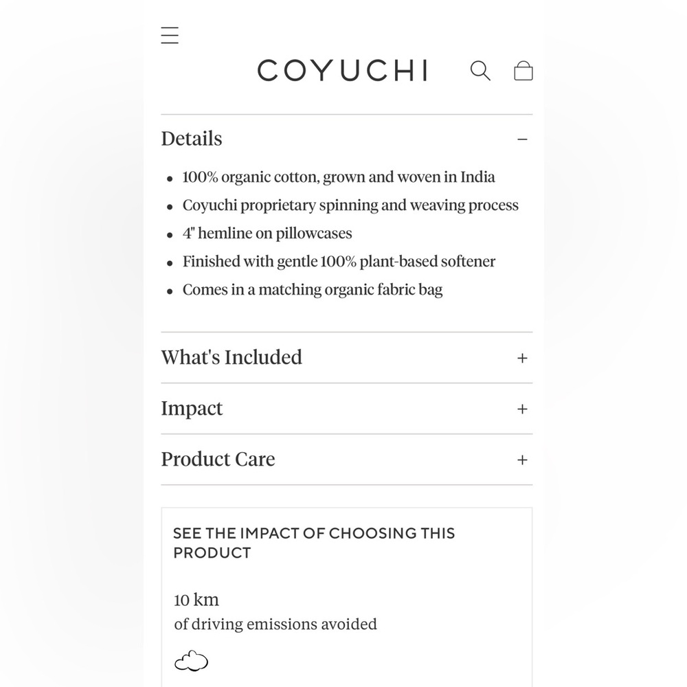 Coyuchi Organic Percale King Pillowcase Set of Four natural undyed - Picture 5 of 7